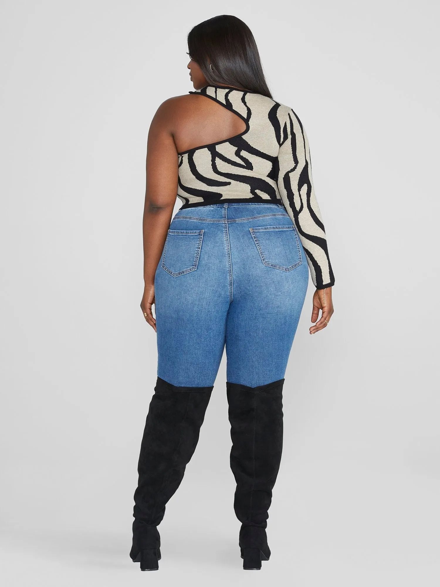 Fashion To Figure - Mia One Shoulder Tiger Print Sweater