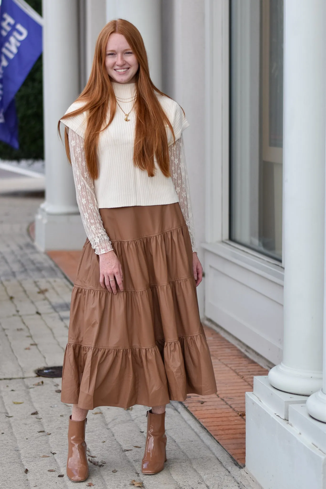 Faux Leather Tiered Skirt