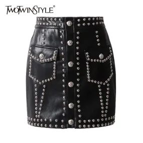 Faux Studded Skirt