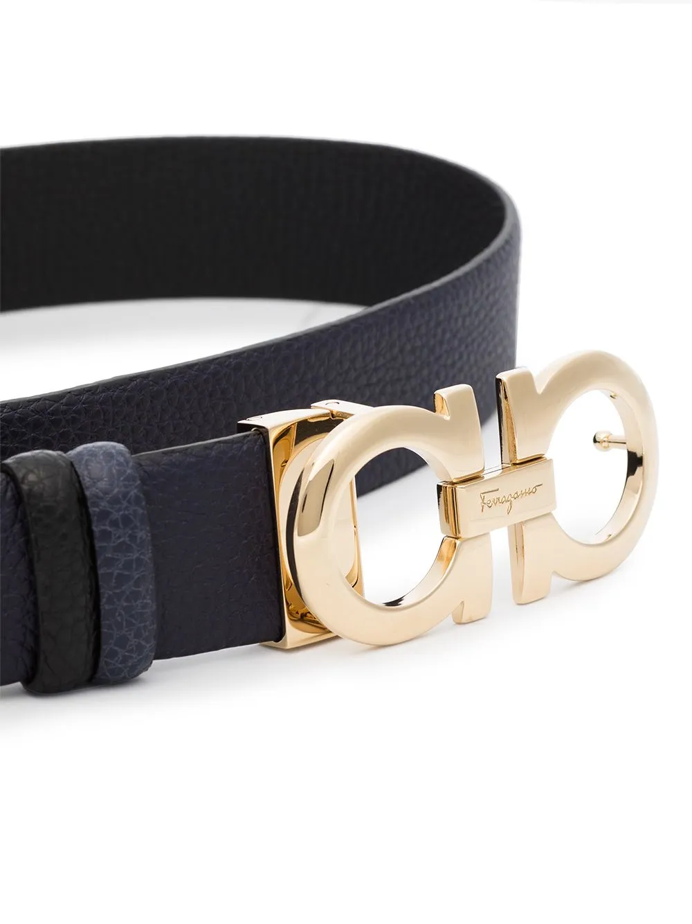 Ferragamo Reversible Leather Hammered-Effect Belt