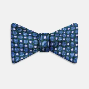 Forest Green and Blue Circle and Spot Silk Bow Tie