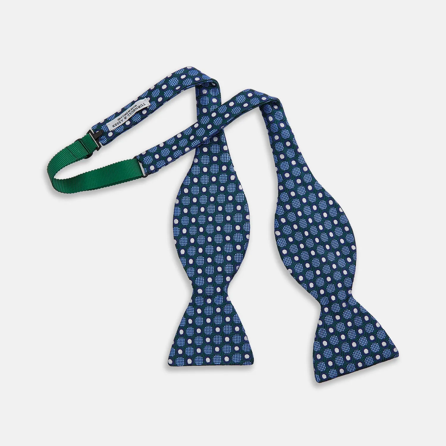 Forest Green and Blue Circle and Spot Silk Bow Tie