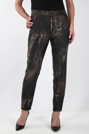 Frank Lyman 233887U Brown Print Reversible Jeans