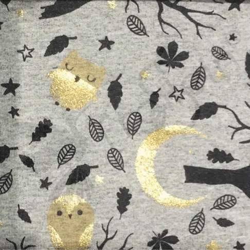 French Terry - Gold Foil Owls