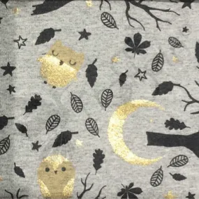 French Terry - Gold Foil Owls