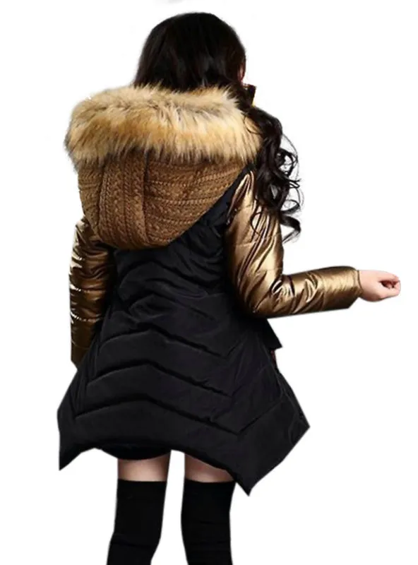 Girls Winter Jacket New Brand Style Long Fur Hooded