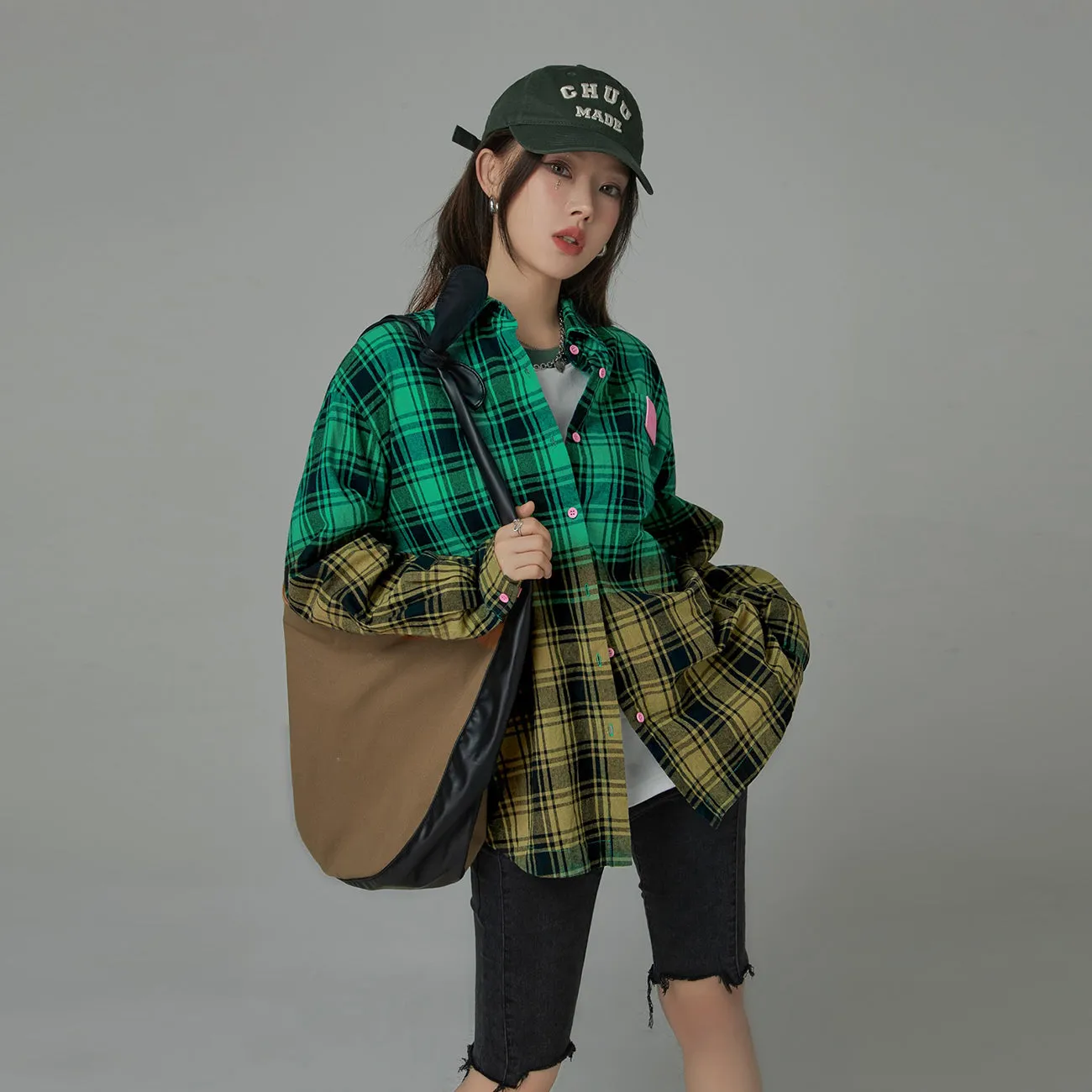 Gradient Color Check Shirt