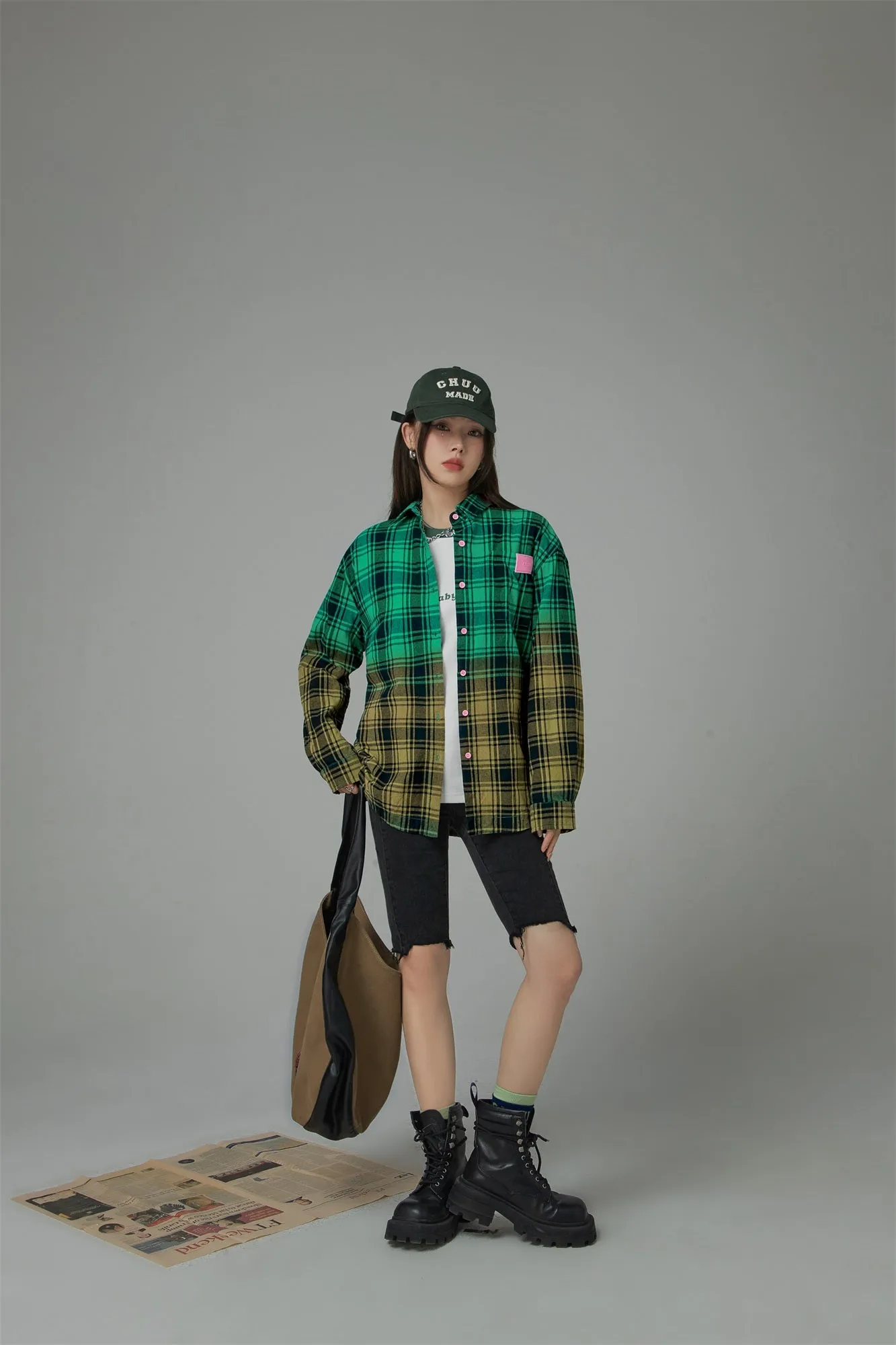 Gradient Color Check Shirt