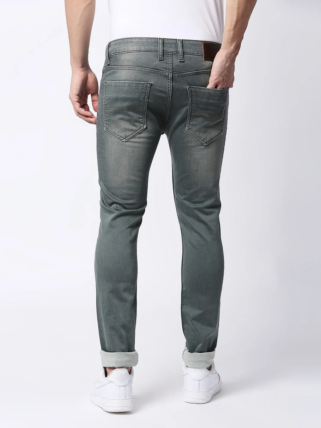 Grey Wash Slim Tapered Stretch Denim