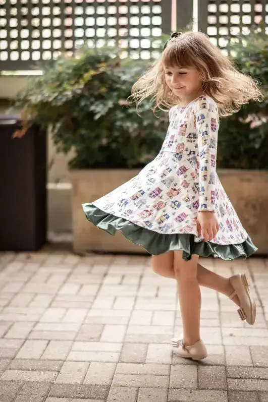 Holiday Village Printed Reversible Dress
