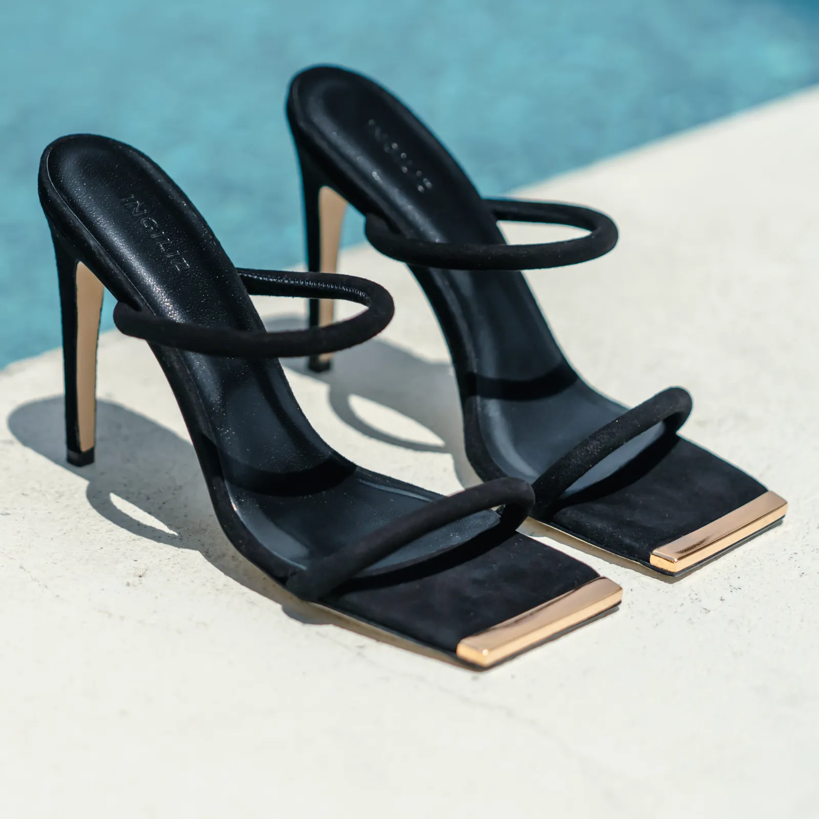 KATERINA BLACK SUEDE LEATHER MULES