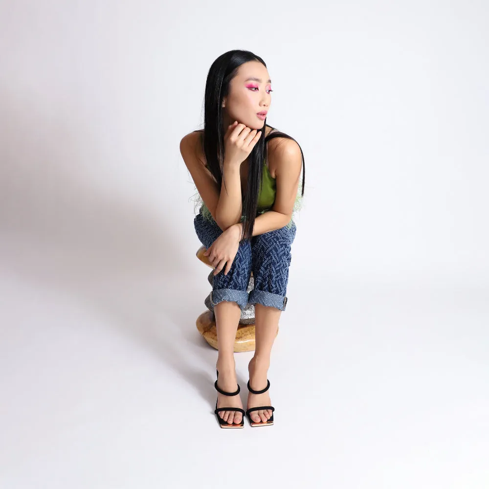 KATERINA BLACK SUEDE LEATHER MULES