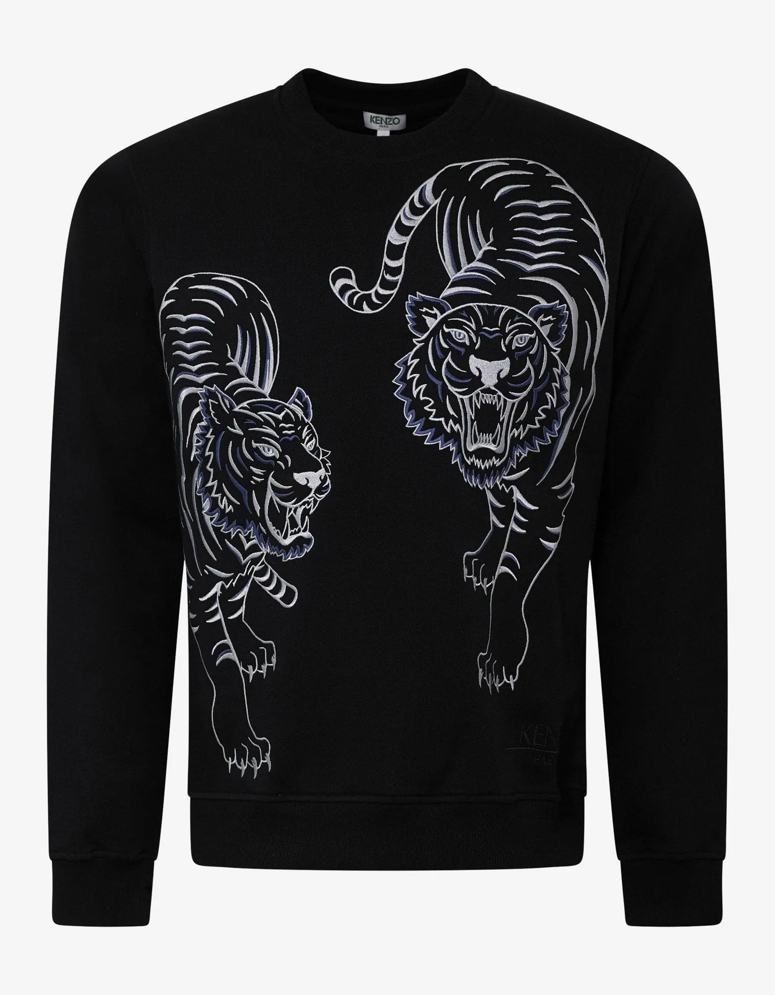 Kenzo Black Double Tiger Embroidery Sweatshirt