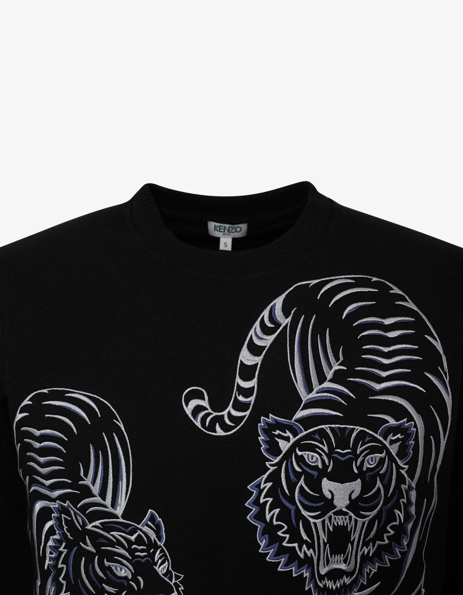 Kenzo Black Double Tiger Embroidery Sweatshirt