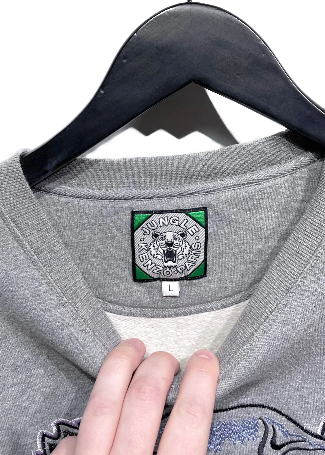 Kenzo Blue Tiger Embroidered Grey Sweatshirt