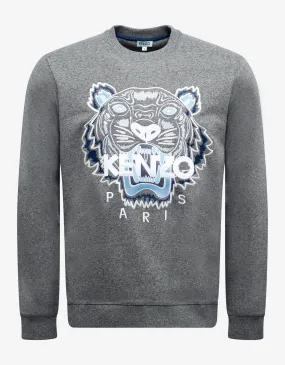 Kenzo Grey Tiger Embroidery Sweatshirt