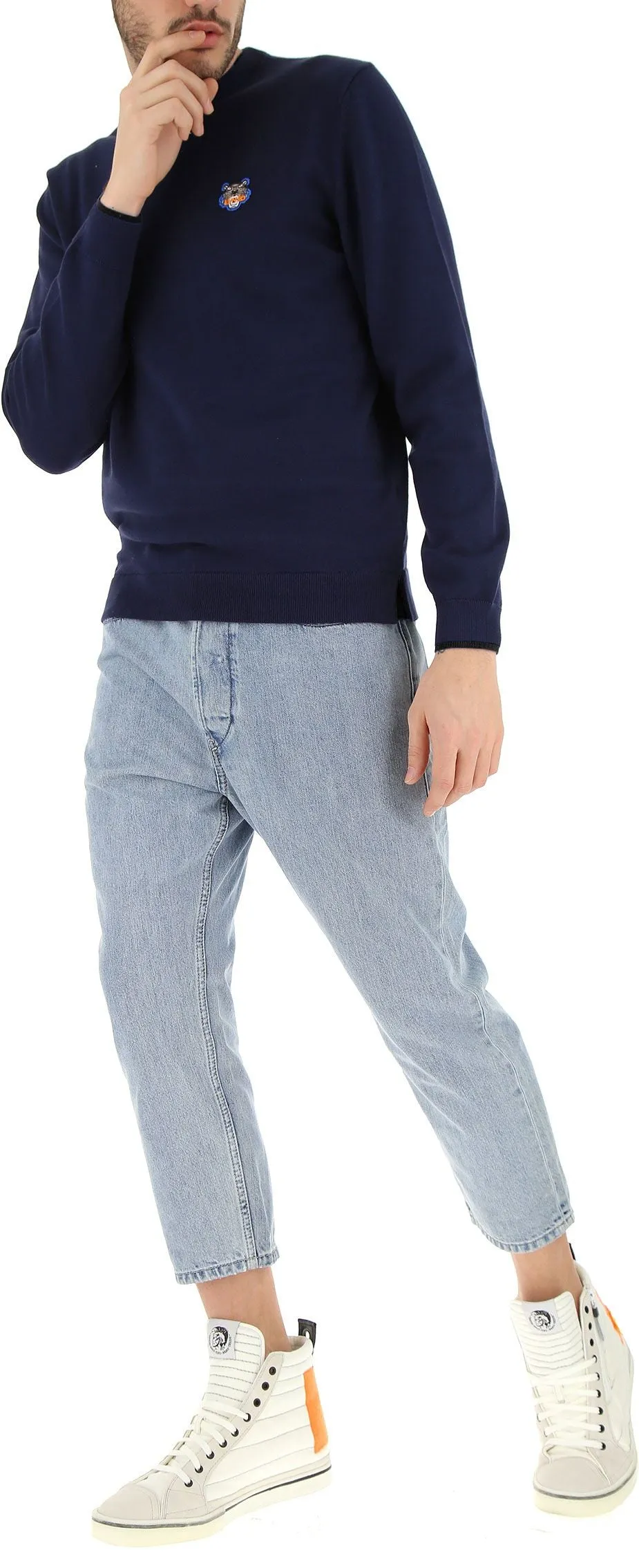 Kenzo Tiger Logo Cotton Crewneck Sweater - Men's Essential
