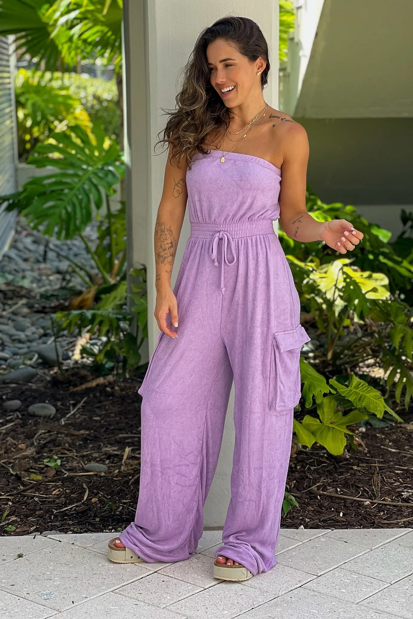 Lavender Strapless Jumpsuit