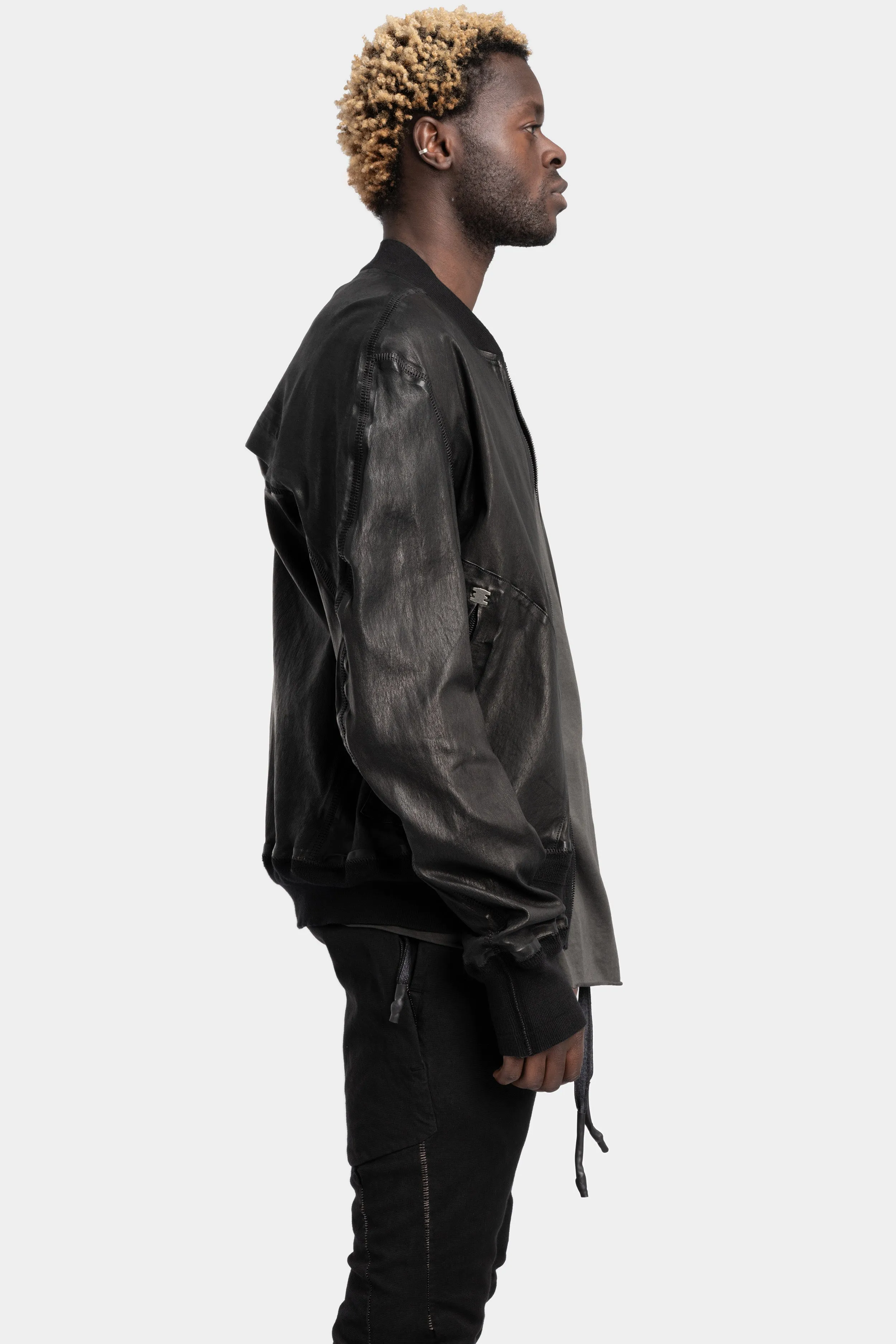 Leather bomber jacket
