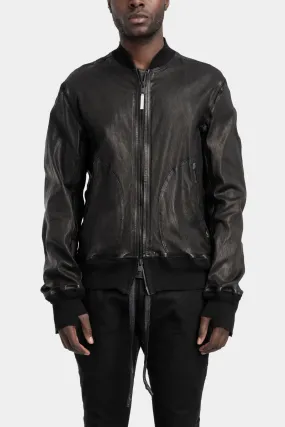 Leather bomber jacket