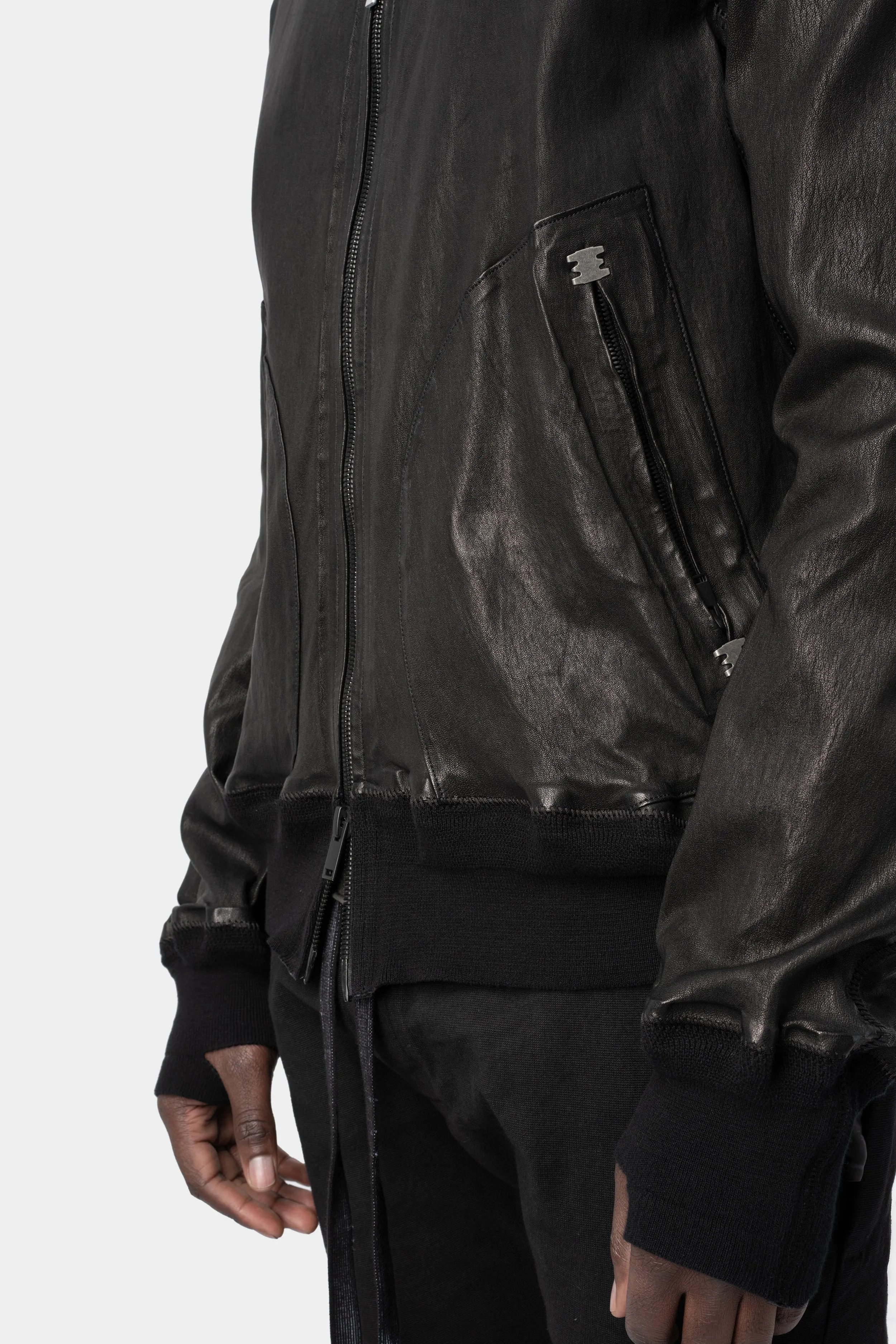 Leather bomber jacket