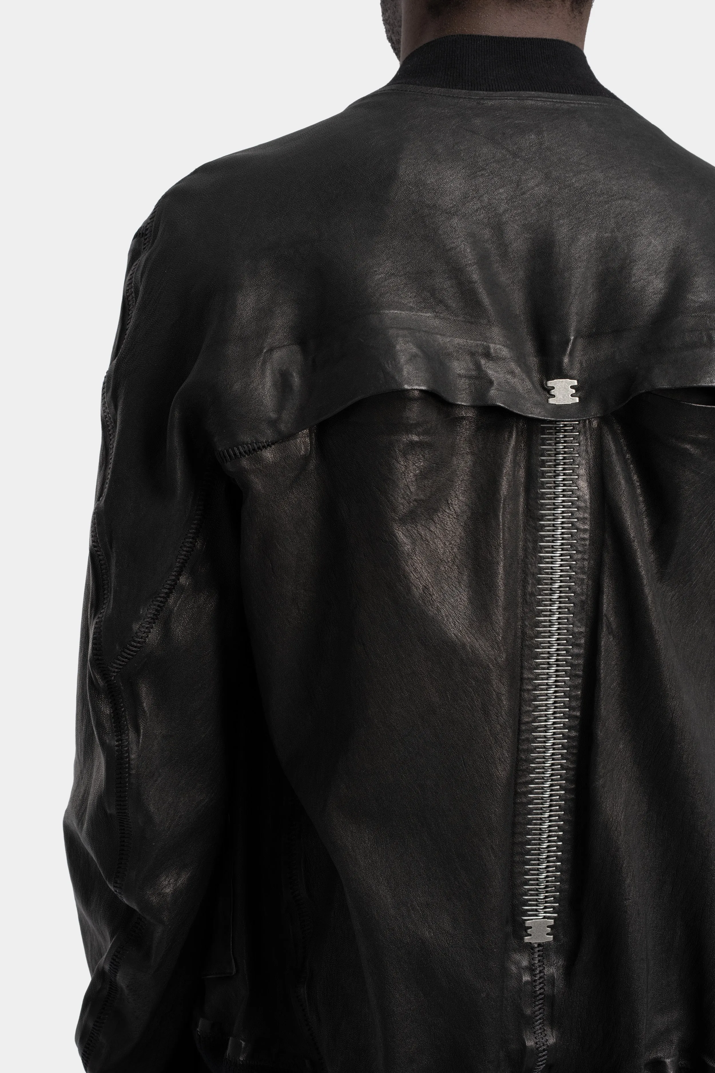 Leather bomber jacket
