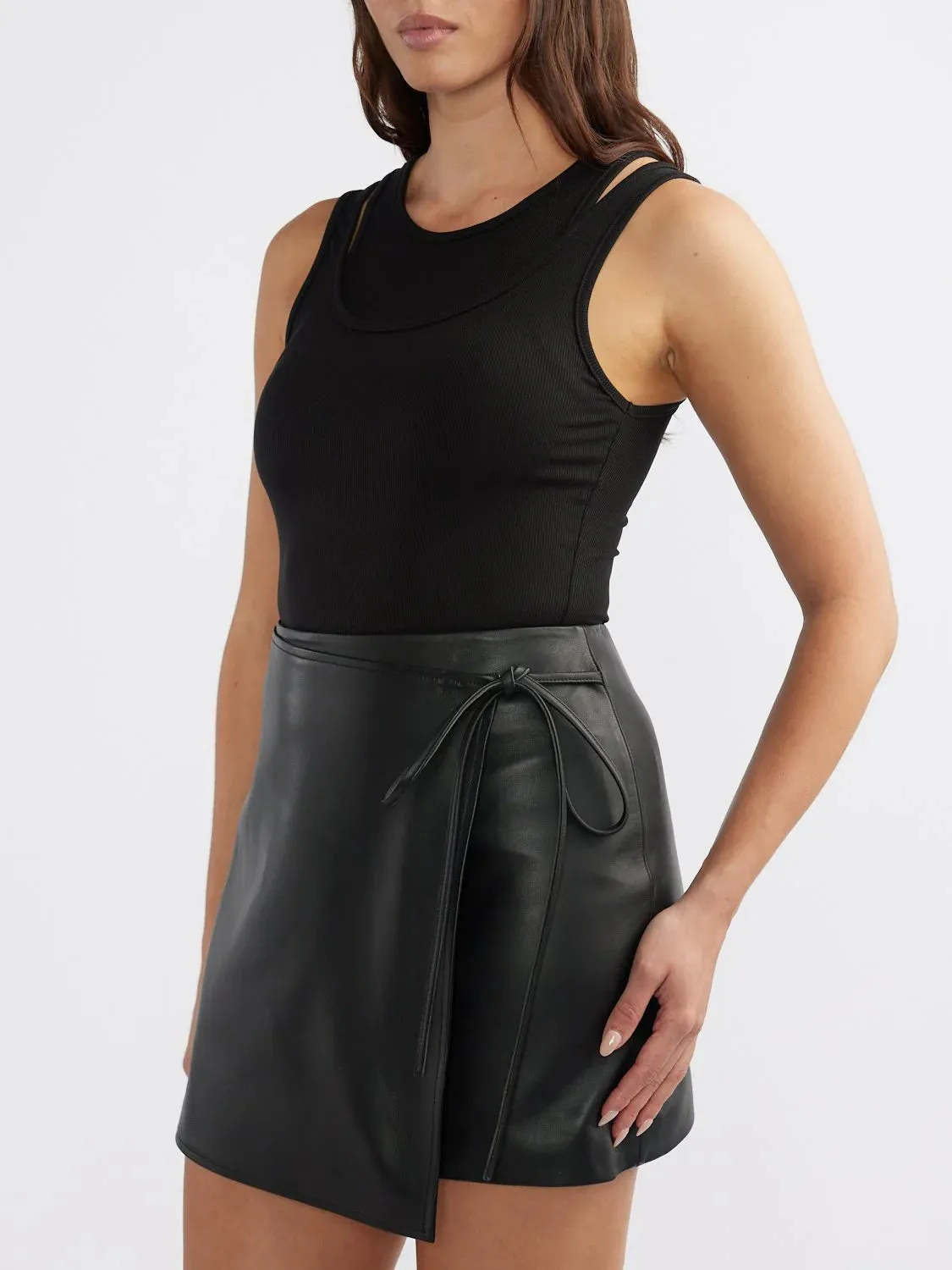 MELISSA LEATHER SKIRT - BLACK