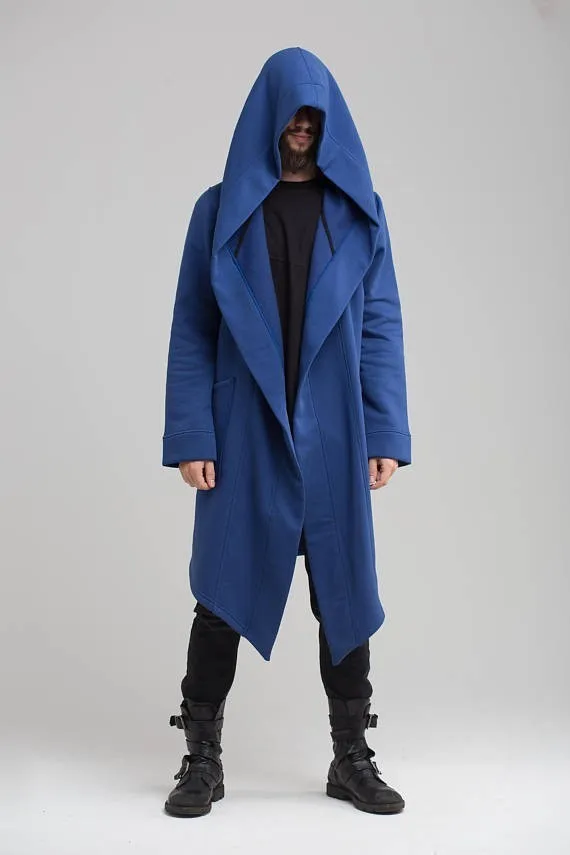 Men's Autumn Long Solid Colored Hooded Sweatshirt