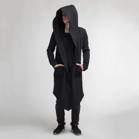 Men's Autumn Long Solid Colored Hooded Sweatshirt