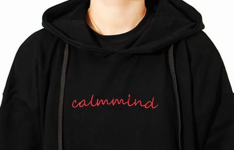 Men's Casual Fleece Embroidered Hoodie "Calmmind"