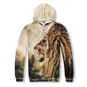 Men's Hooded Sweatshirt With Lion Print