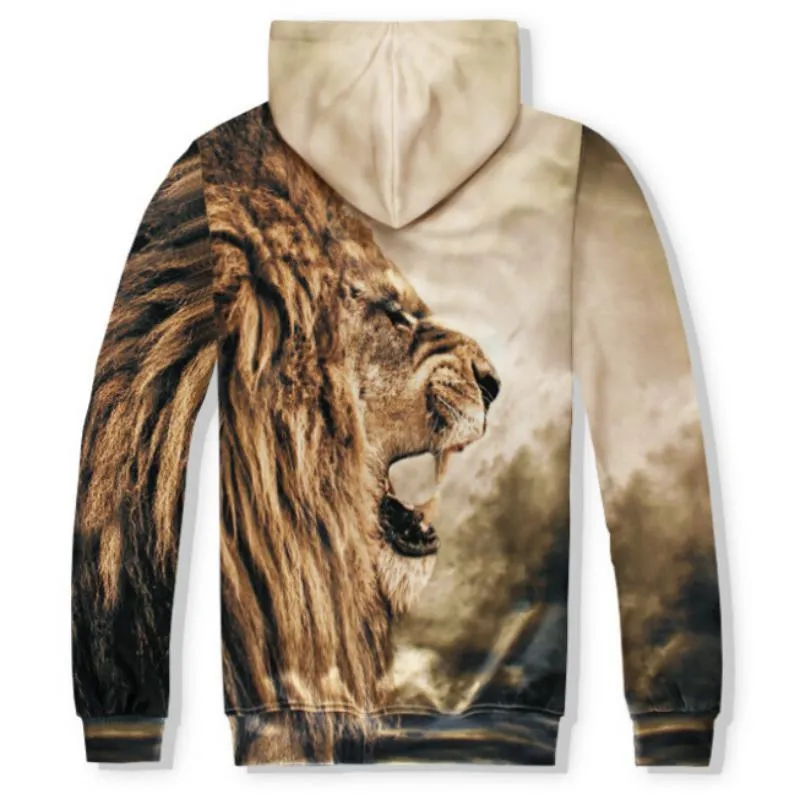 Men's Hooded Sweatshirt With Lion Print