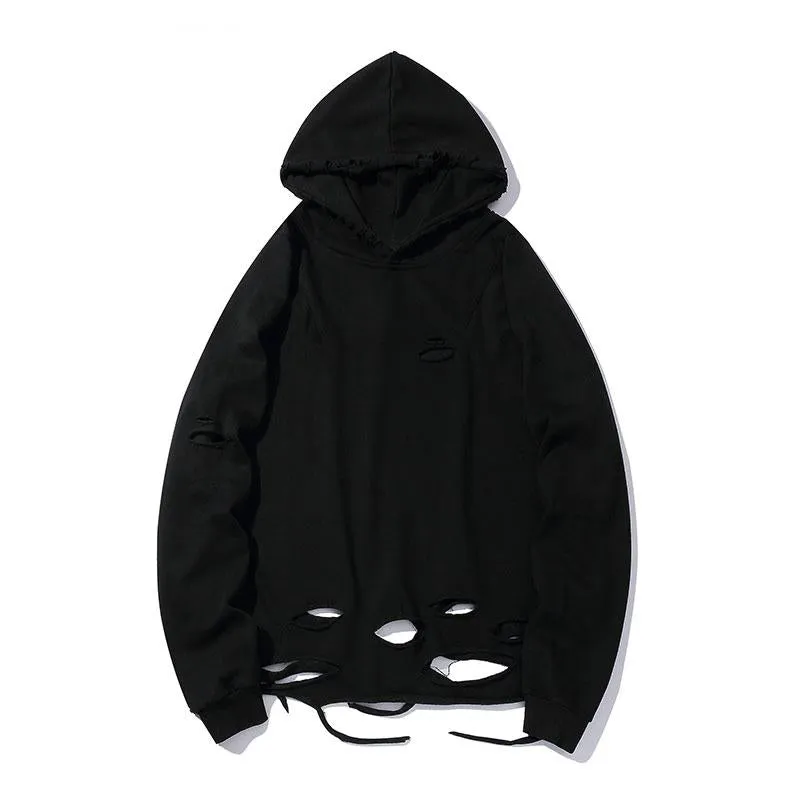 Men's Ripped Hooded Sweatshirt