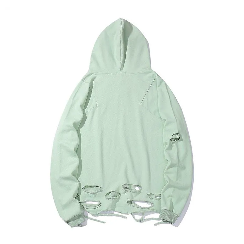 Men's Ripped Hooded Sweatshirt