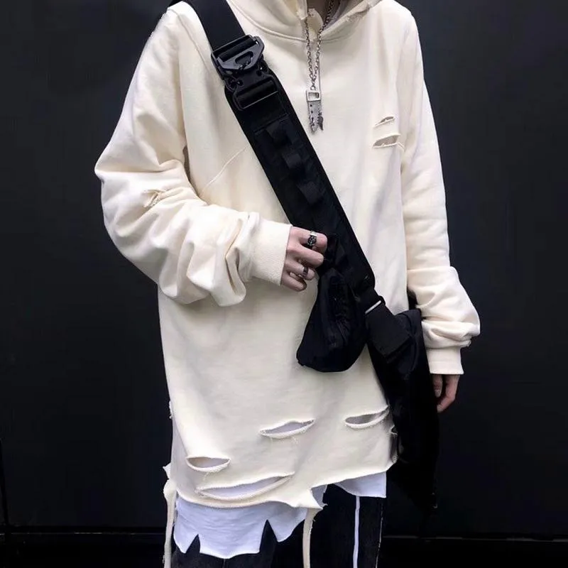 Men's Ripped Hooded Sweatshirt