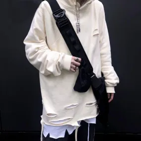 Men's Ripped Hooded Sweatshirt