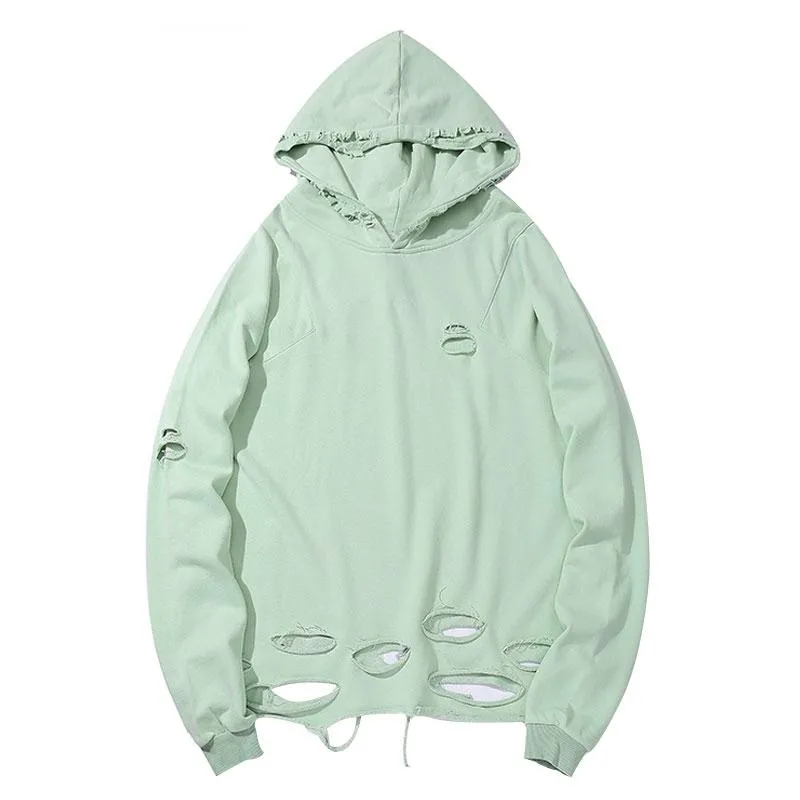 Men's Ripped Hooded Sweatshirt