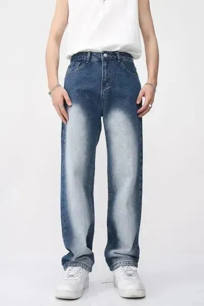 Men's Washed Straight Leg Jeans