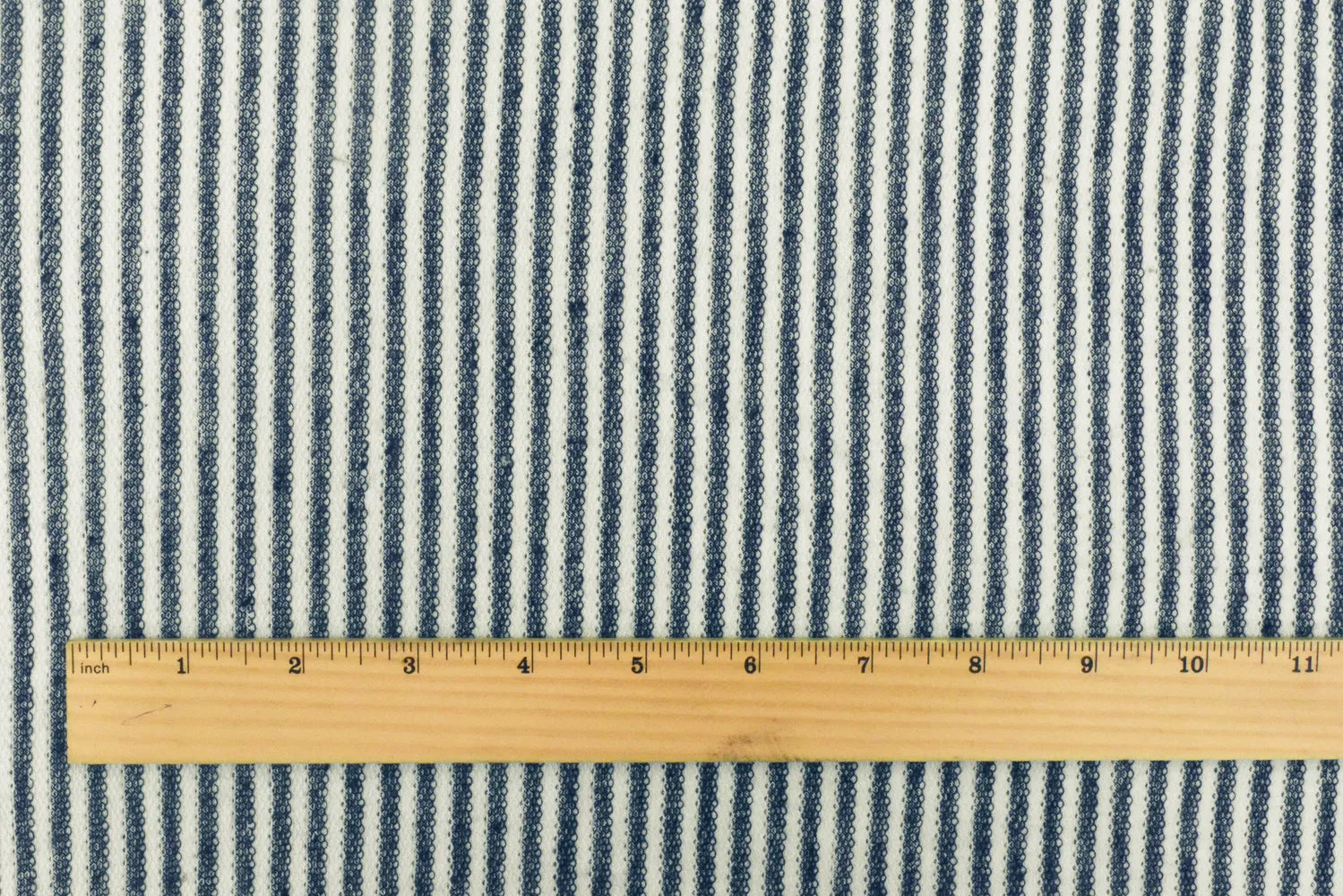Navy Blue-White Striped Stretch French Terry Face Knit Fabric
