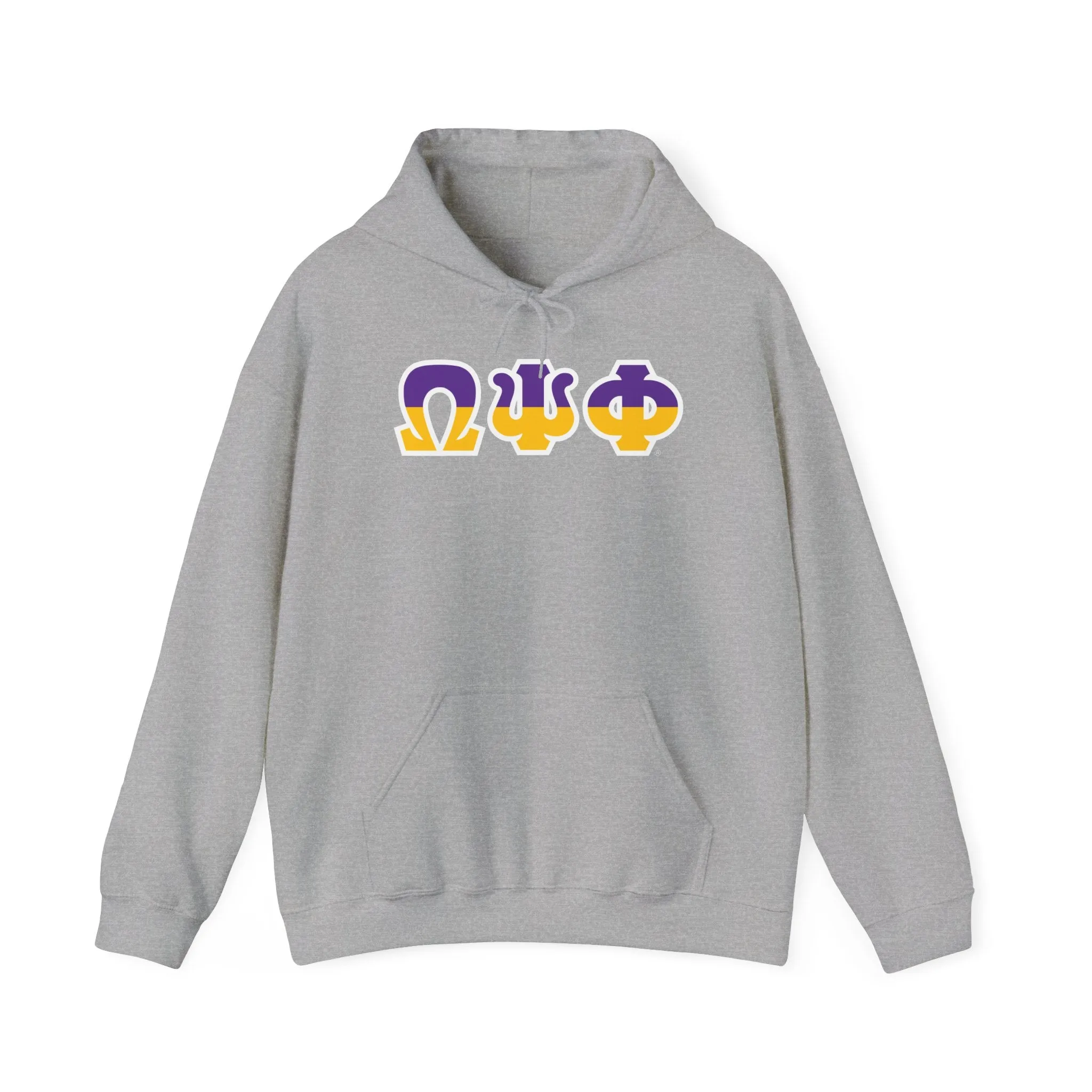 Omega Psi Phi Two Toned Greek Lettered Hooded Sweatshirts