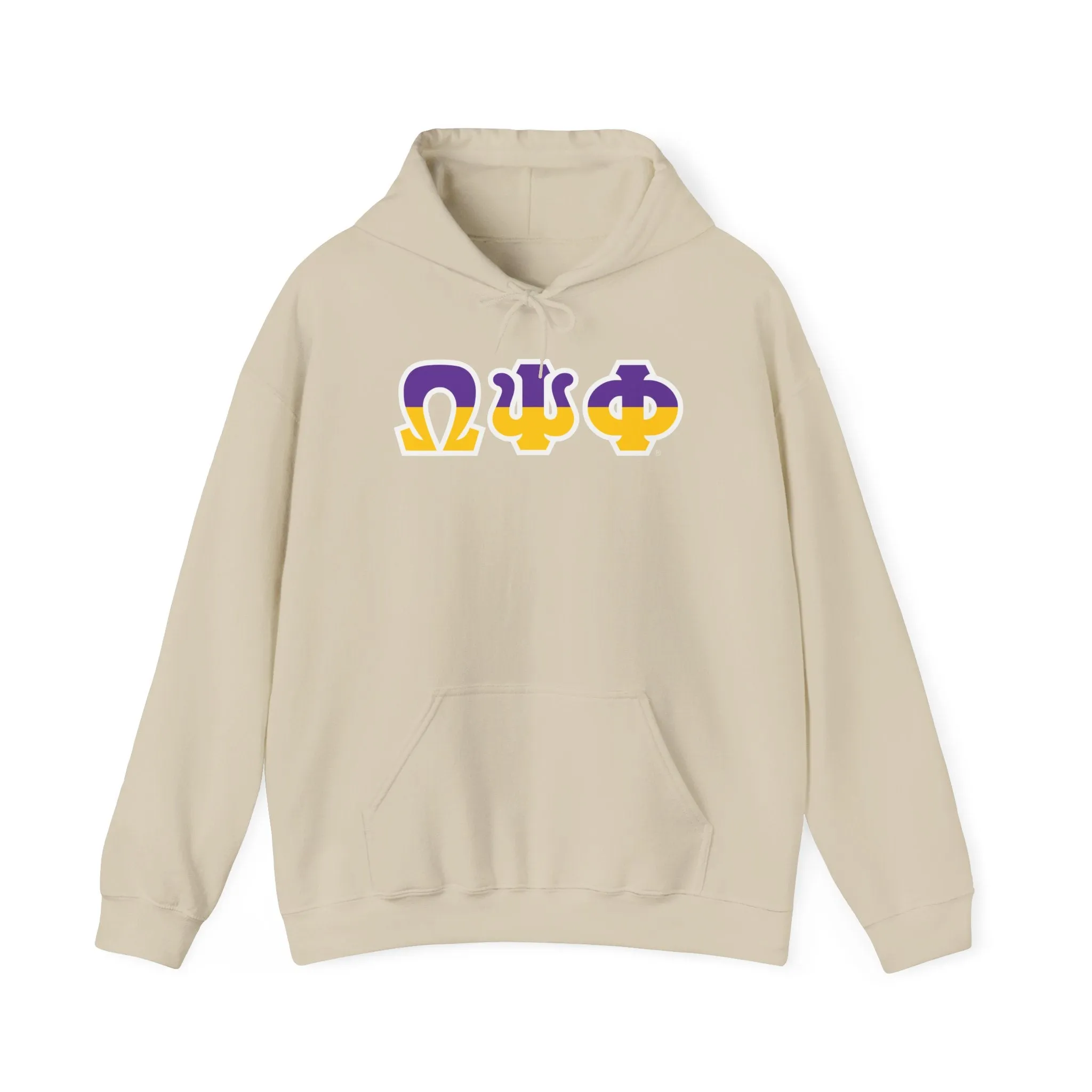 Omega Psi Phi Two Toned Greek Lettered Hooded Sweatshirts