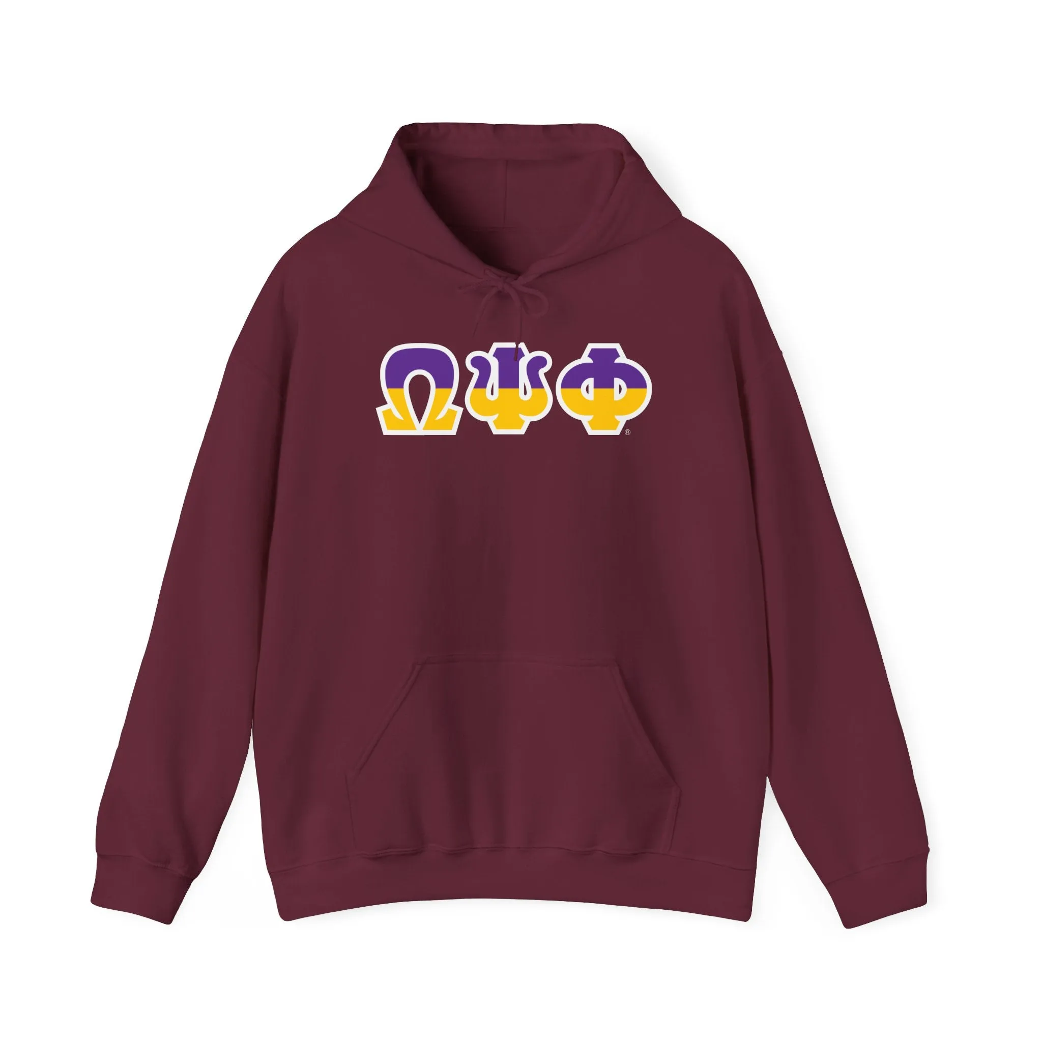 Omega Psi Phi Two Toned Greek Lettered Hooded Sweatshirts