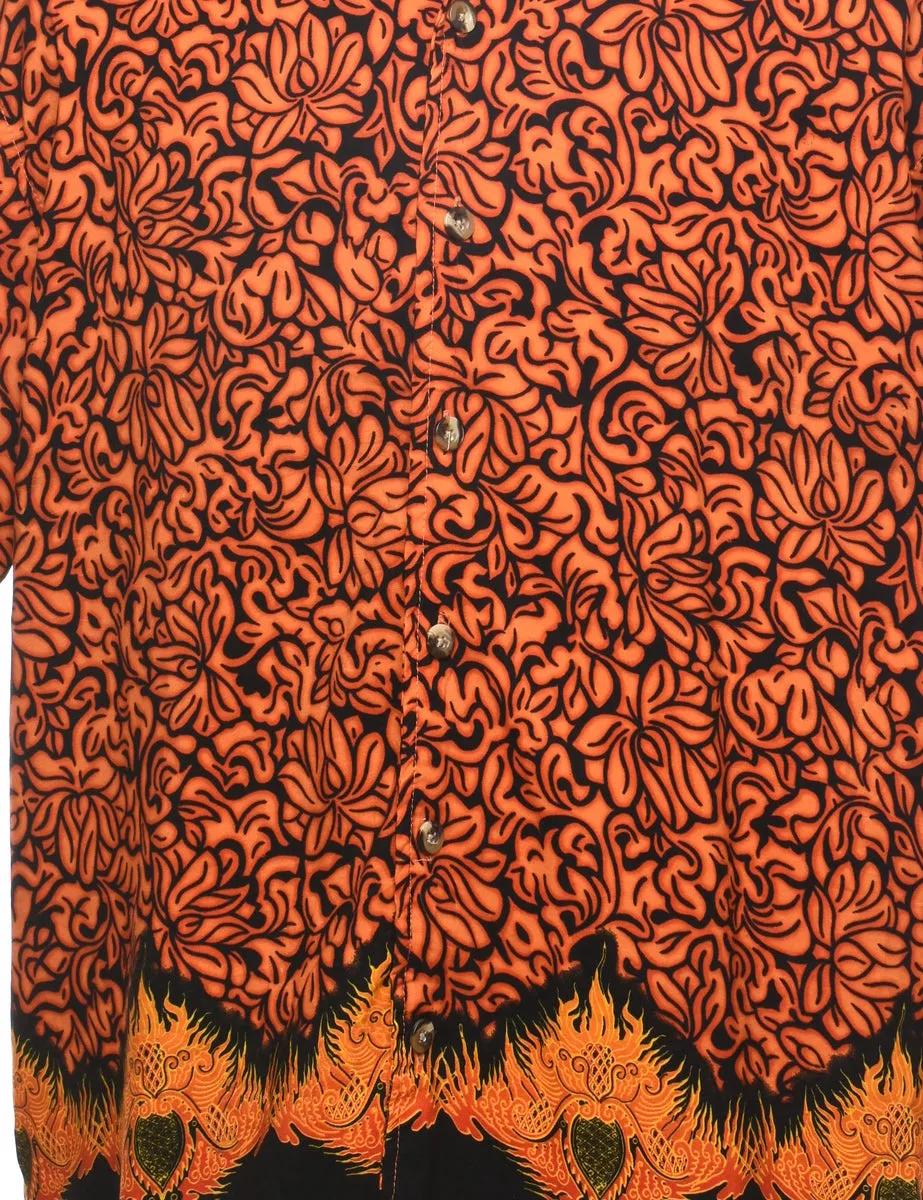 Orange & Black Patterned Shirt - XL