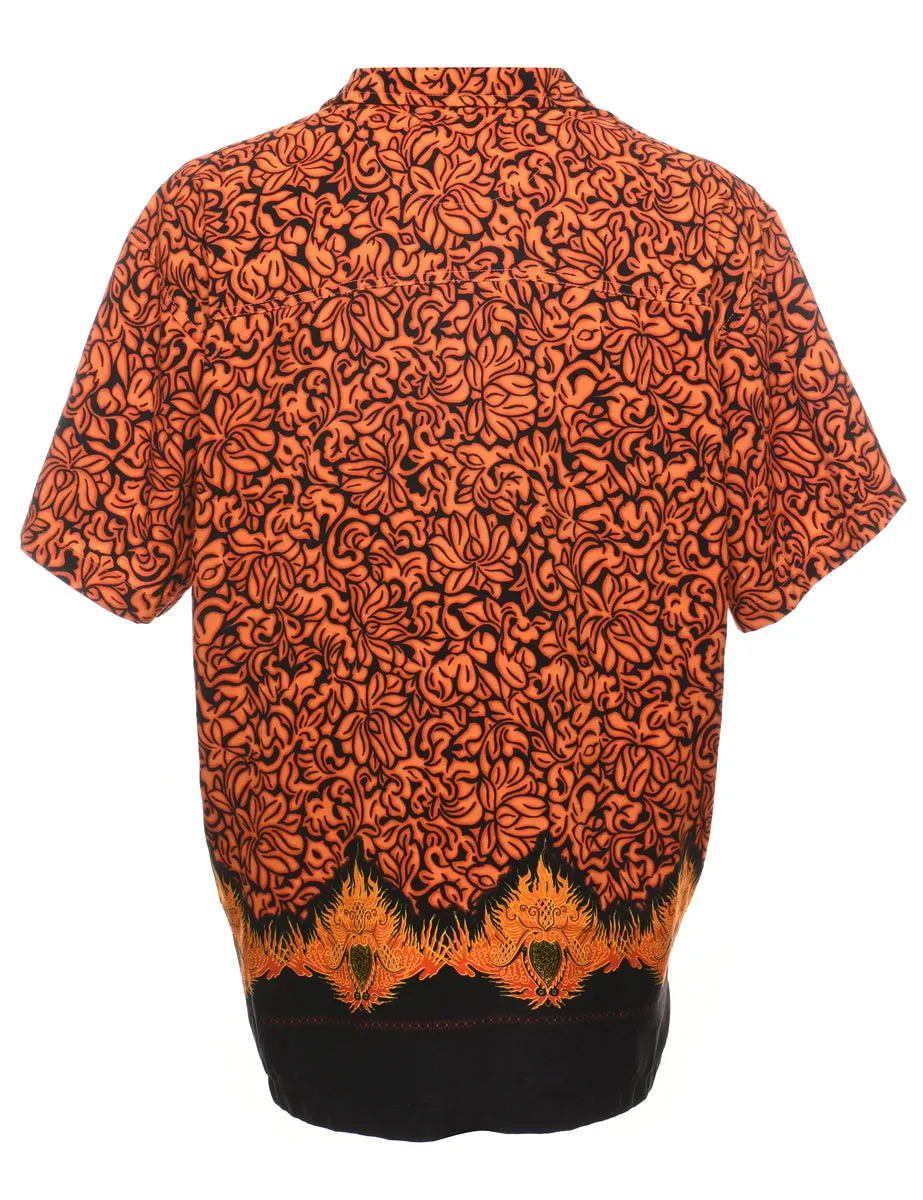 Orange & Black Patterned Shirt - XL