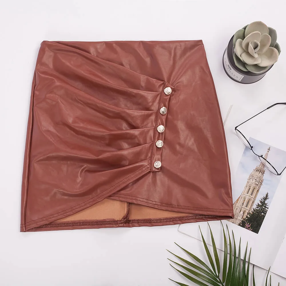 Party Leather Bodycon High Waist Leather Mini Skirts