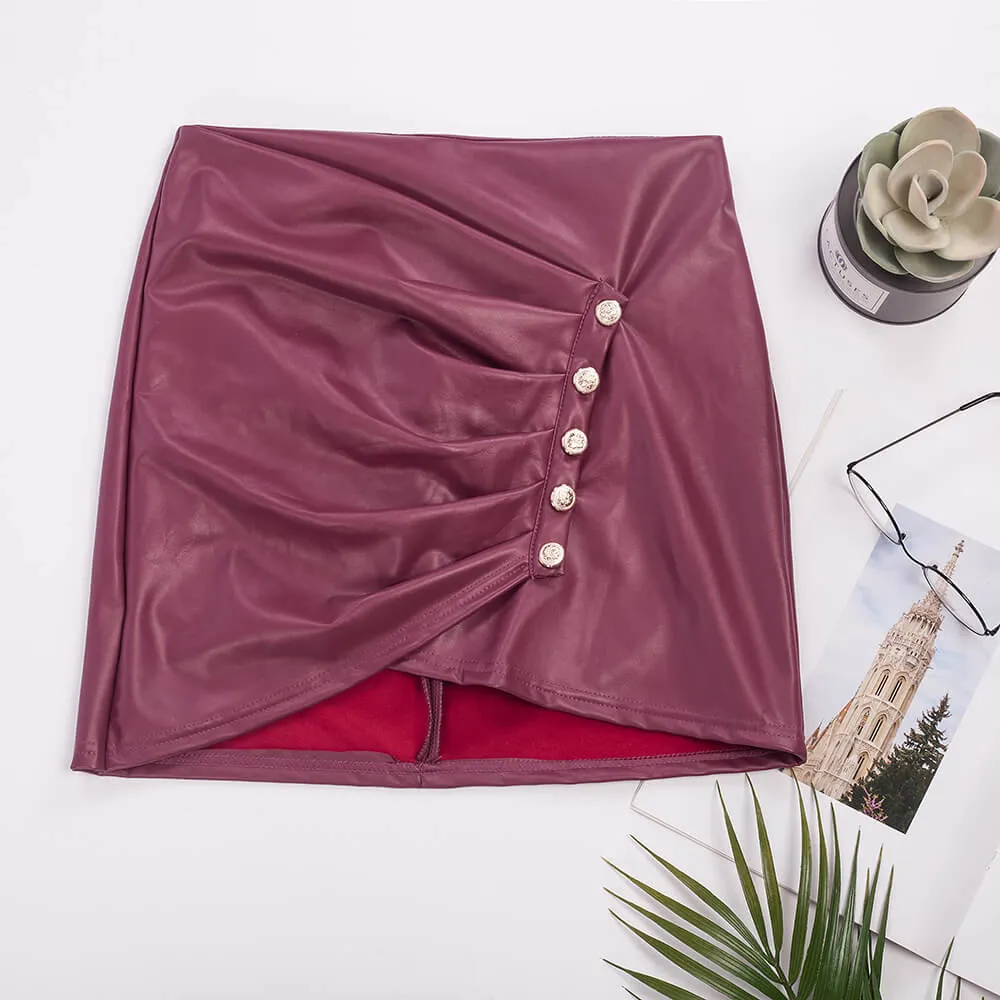 Party Leather Bodycon High Waist Leather Mini Skirts