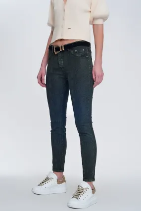 Q2 - Original Khaki Super Skinny Reversible Pants With Snake Print