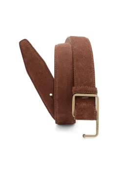 Rare Rabbit Men's Hedvig Brown Non-Reversible Push Ball Pin Buckle Suede Leather Belt