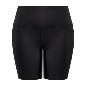 Reebok Women's Fitted High Rise Shorts with Pockets Black Size Medium
