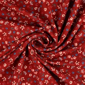 REMNANT 1.22 Metres with stitch then 50cm - Ditsy Peach Soft Cotton Sweat-shirting Fabric in Red